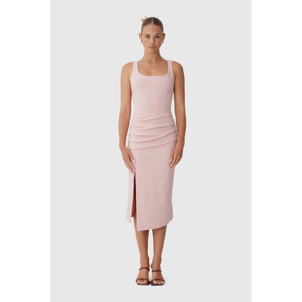 Finders Keepers Addison Midi Dress in Baby Pink Sleeveless Side Slit Women Small